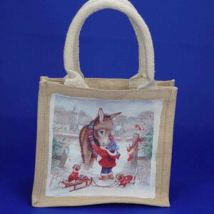 Cadeautasje Kerst Ezel met kind 22x20x13 cm