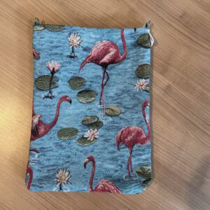 Schoudertas gobelinstof met flamingo's 24X34