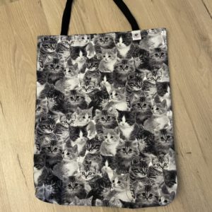 boodschappentasje met kattenkoppen 29X34