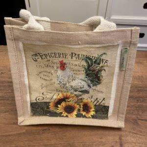 cadeautasje met franse afbeelding van een kip en zonnebloemen 22X20X13 cm