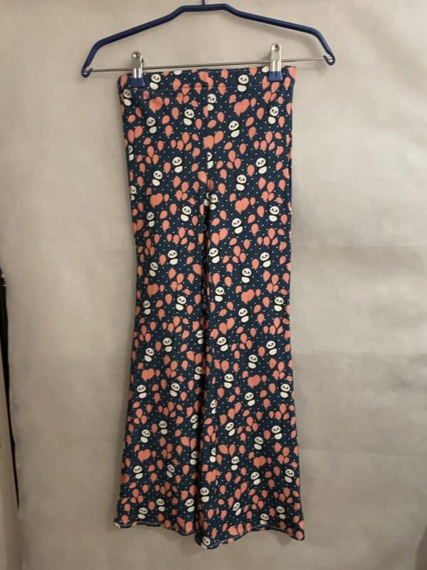 Flared broek indigo blauw met panda's mt 128