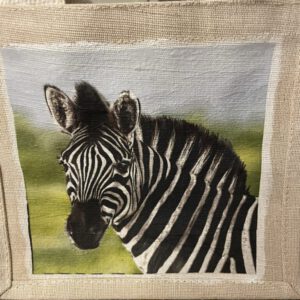 cadeautasje met afbeelding van een zebra 22x20x13